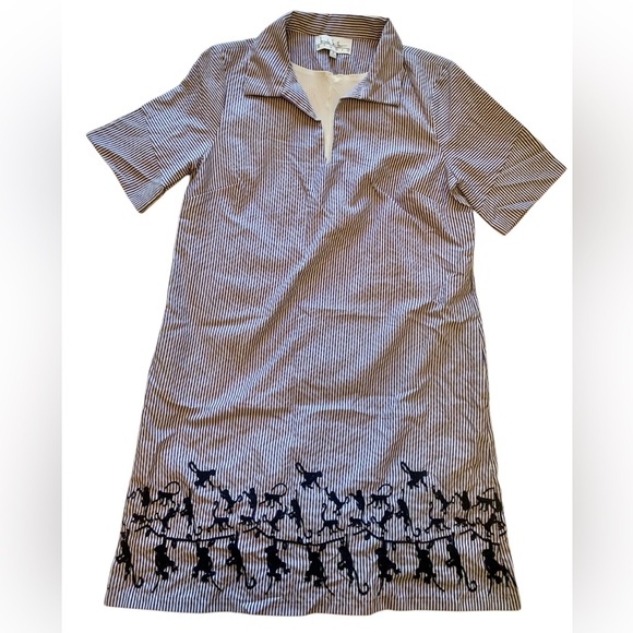 Nicole Miller Dresses & Skirts - Nicole Miller Studio designer seersucker stripes embroidered monkey sheath dress